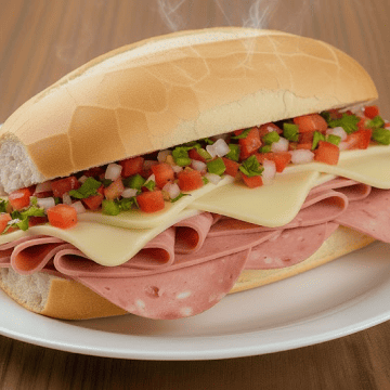 Lanche de mortadela com queijo e vinagrete