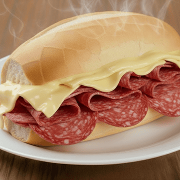 Lanche de salame com queijo